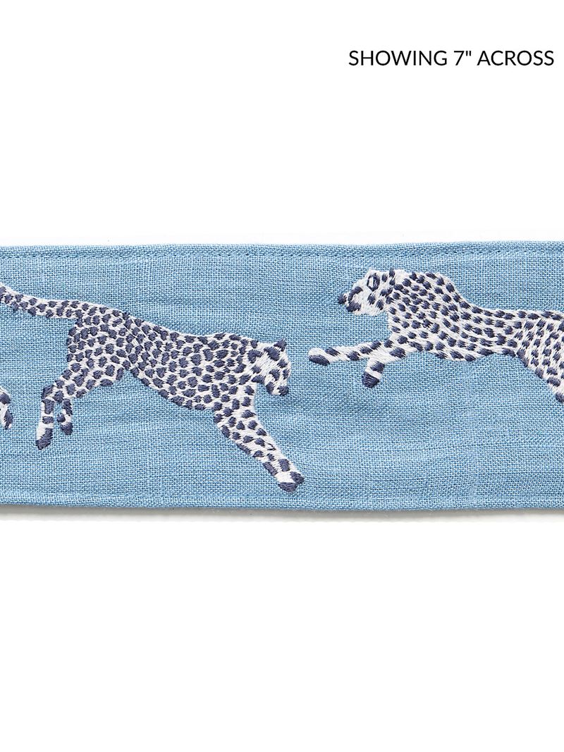 Scalamandre Fabric SC 0004T3331 Leaping Cheetah Embrdry Tape Cloud Nine