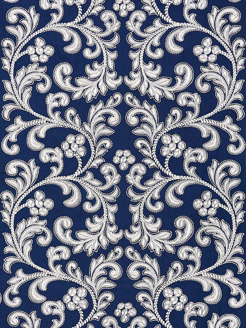 Scalamandre Fabric SC 000527029 Chiara Embroidery Indigo