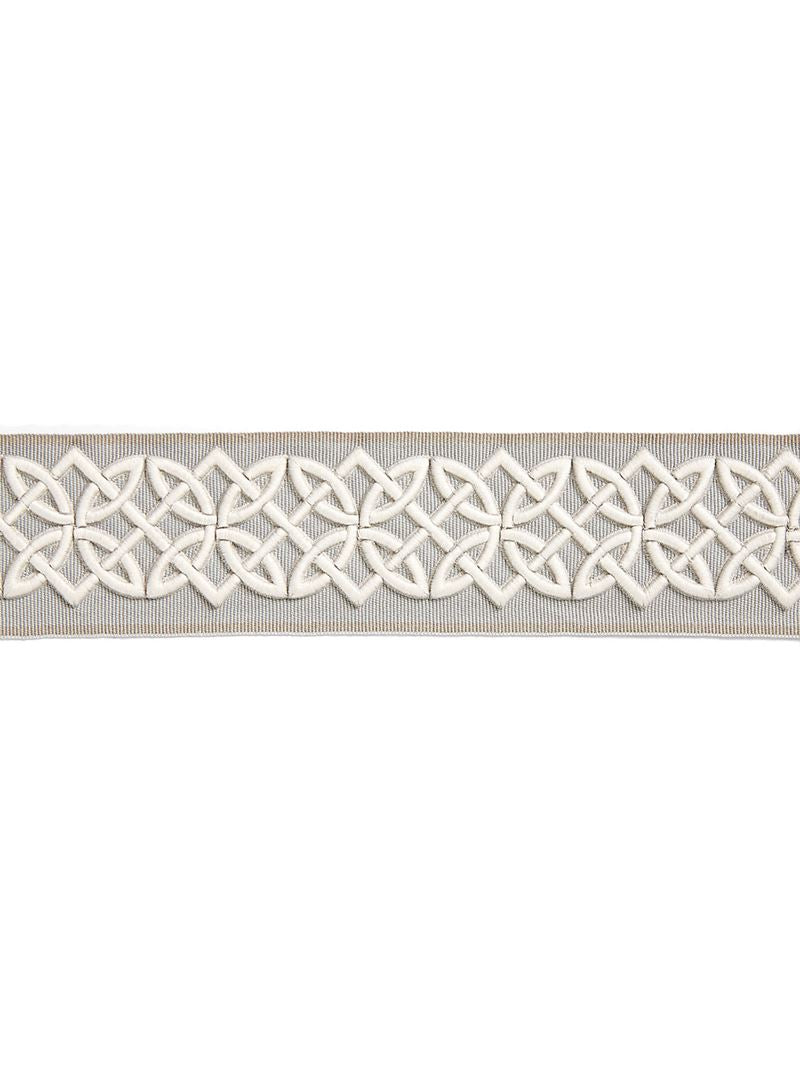 Scalamandre Fabric SC 0005T3282 Celtic Embroidered Tape Silver Grey