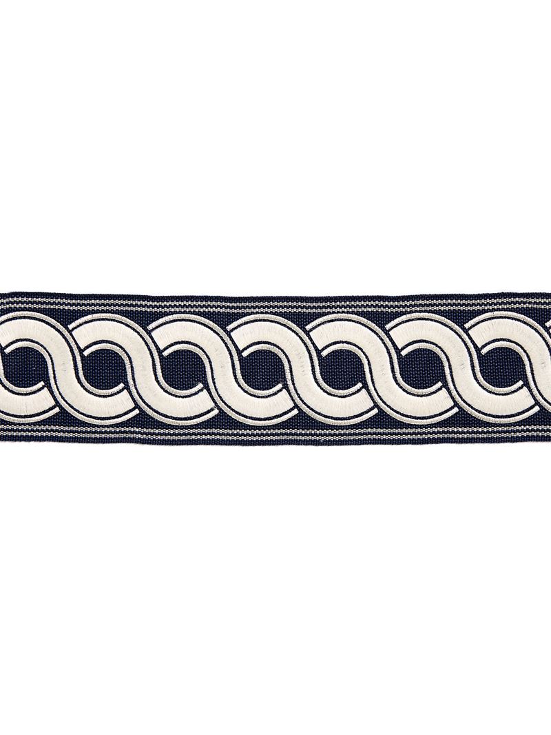 Scalamandre Fabric SC 0006T3283 Guilloche Embroidered Tape Indigo