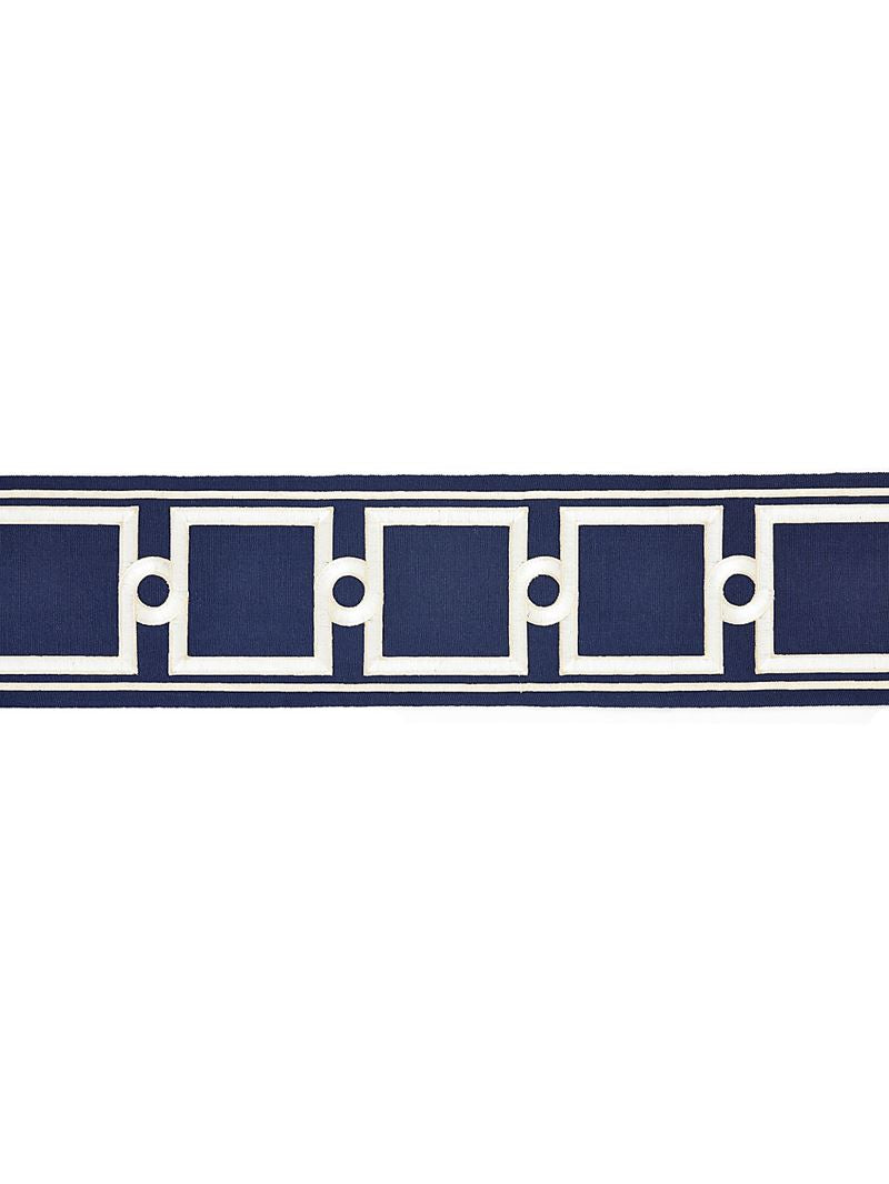 Scalamandre Fabric SC 0006T3287 Square Link Embroidered Tape Indigo