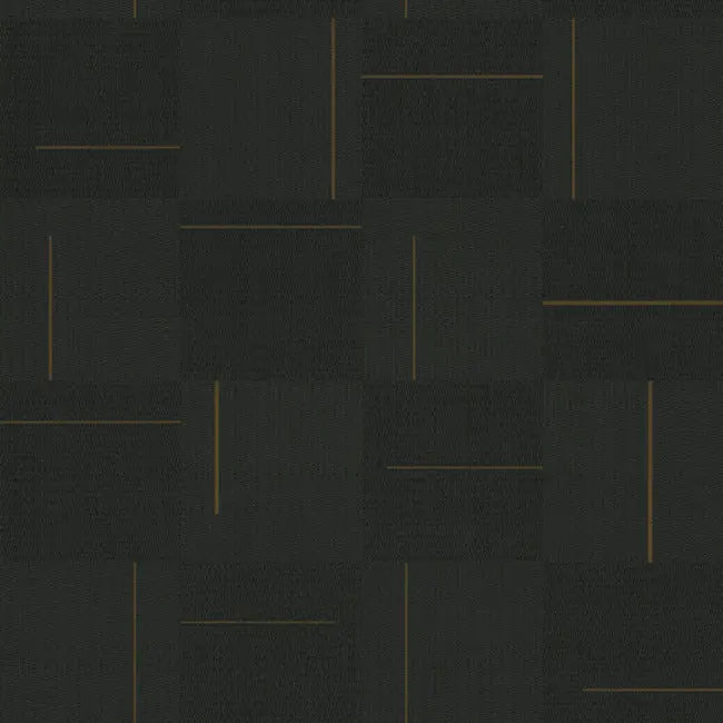 York SI24905 Black Geo Block Weave Wallpaper