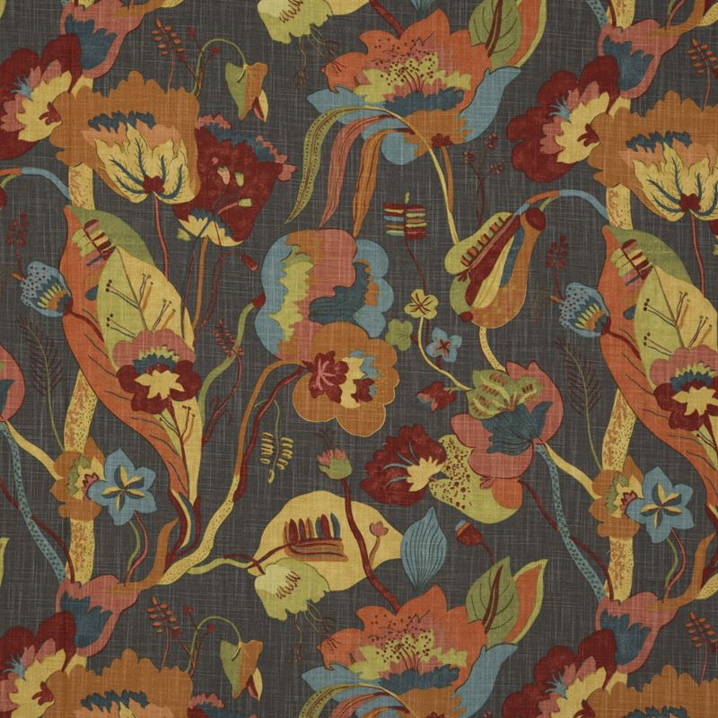 G P & J Baker Fabric SP-BP10631.1 California Spice/Charcoal