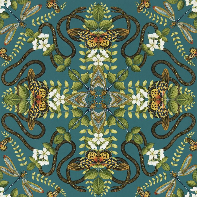 Clarke and Clarke Wallpaper W0129-5 Emerald Forest Wp Teal