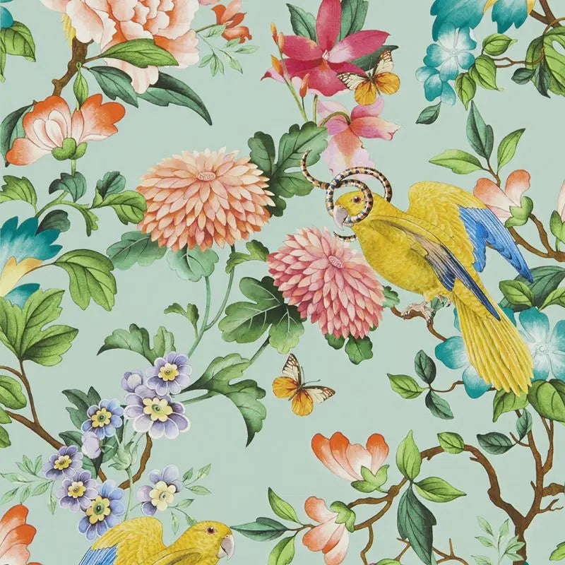 Clarke and Clarke Wallpaper W0130-3 Golden Parrot Wp Mineral