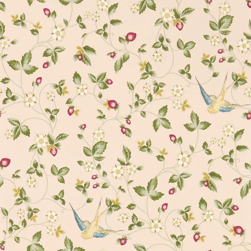 Clarke and Clarke Wallpaper W0135-1 Wild Strawberry Wp Blush