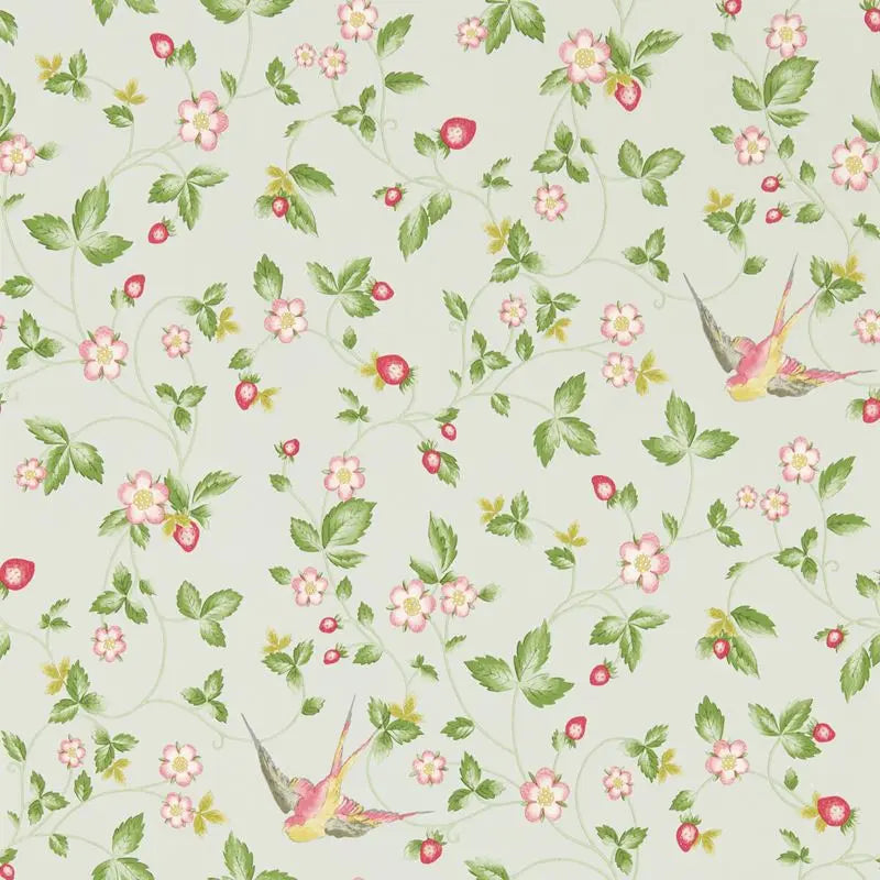 Clarke and Clarke Wallpaper W0135-2 Wild Strawberry Wp Dove