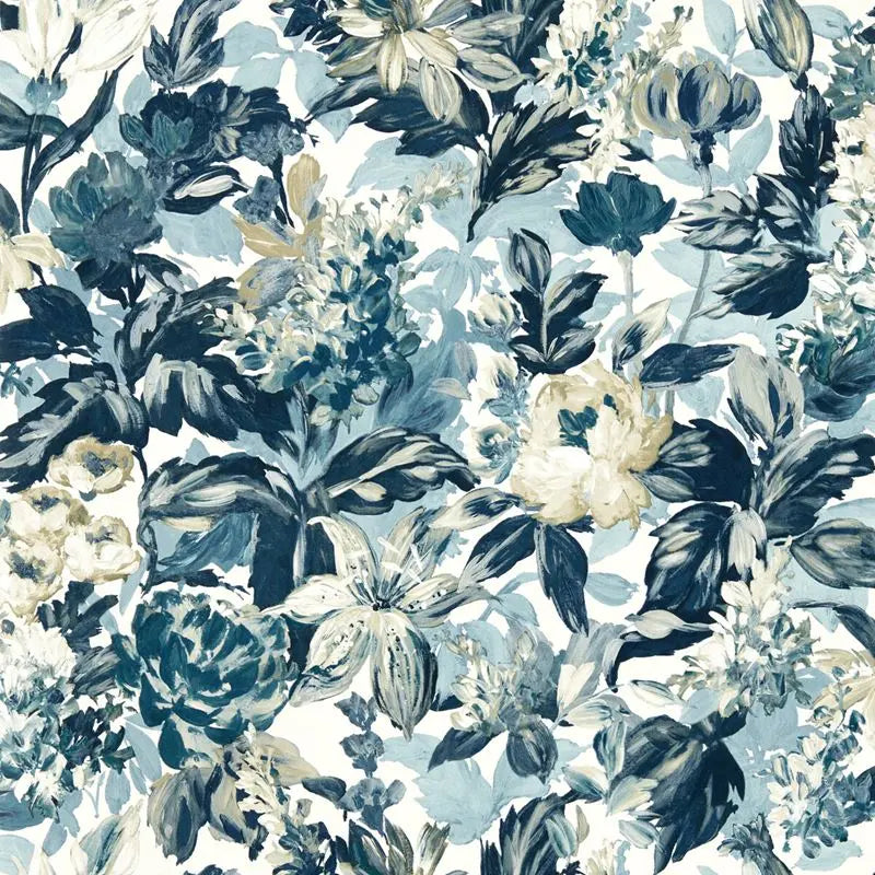 Clarke and Clarke Wallpaper W0158-1 Lilum Denim Ivory Wp