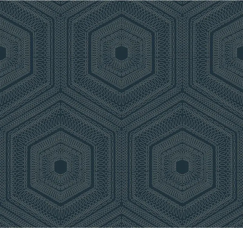 Winfield Thybony Wallpaper WTP4040.WT Concentric Groove Deep Navy