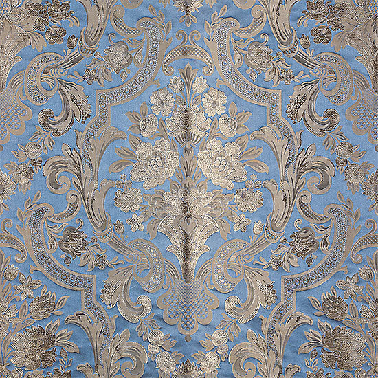 Scalamandre Fabric ZA 0041LUXV Luigi Xv Damask Blue Topaz